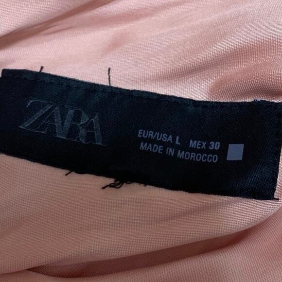 Zara Coral Silk Satin Halter Sleeveless Cowl Neck Open Back Blouse Top Size L - Picture 3 of 4